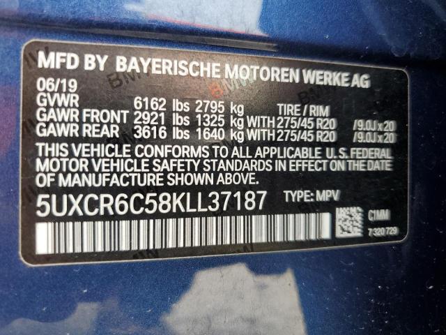 VIN 5UXCR6C58KLL37187 2019 BMW X5, Xdrive40I no.13