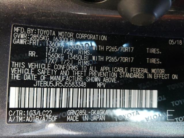 2018 TOYOTA 4RUNNER SR - JTEBU5JR5J5583348