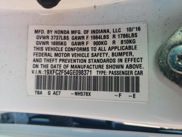 VIN 19XFC2F54GE098371 2016 Honda Civic, LX no.12