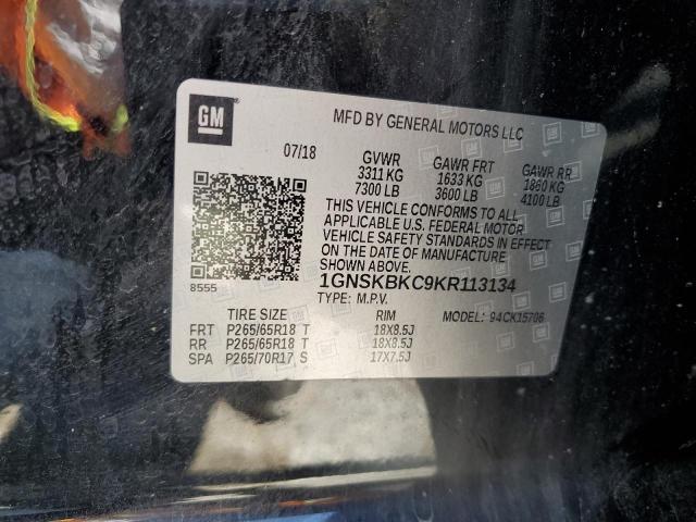 2019 CHEVROLET TAHOE - 1GNSKBKC9KR113134