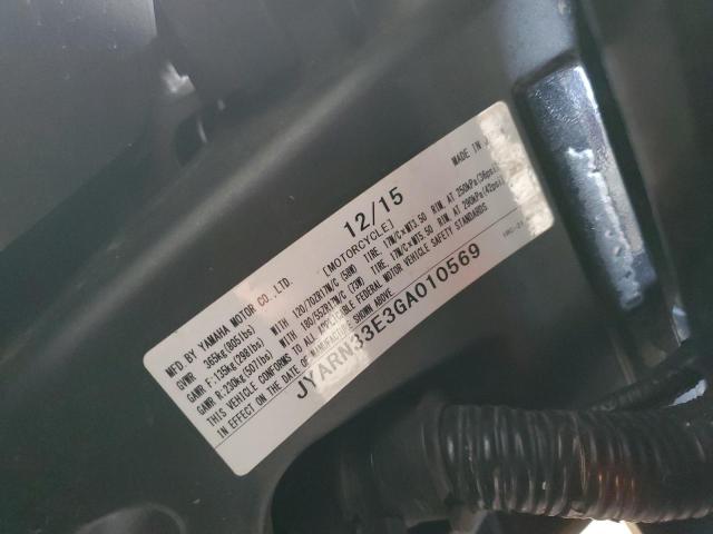 2016 YAMAHA FZ09 JYARN33E3GA010569