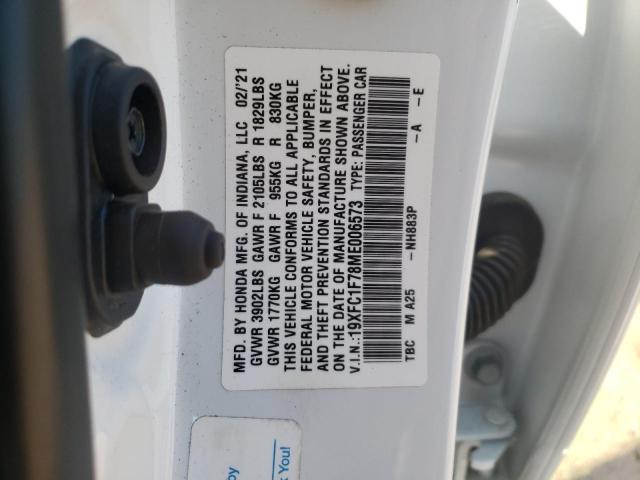 2021 HONDA CIVIC EXL - 19XFC1F78ME006573