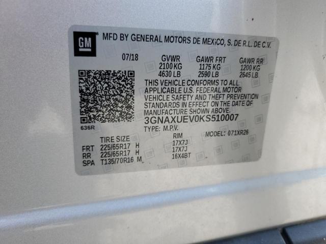 2019 CHEVROLET EQUINOX LT - 3GNAXUEV0KS510007