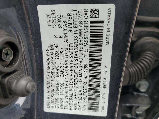 2020 HONDA CIVIC LX 2HGFC2F6XLH551269  69340524