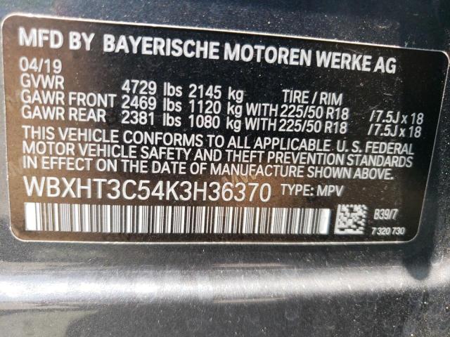 VIN WBXHT3C54K3H36370 2019 BMW X1, Xdrive28I no.14