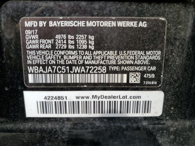 VIN WBAJA7C51JWA72258 2018 BMW 5 Series, 530 XI no.12