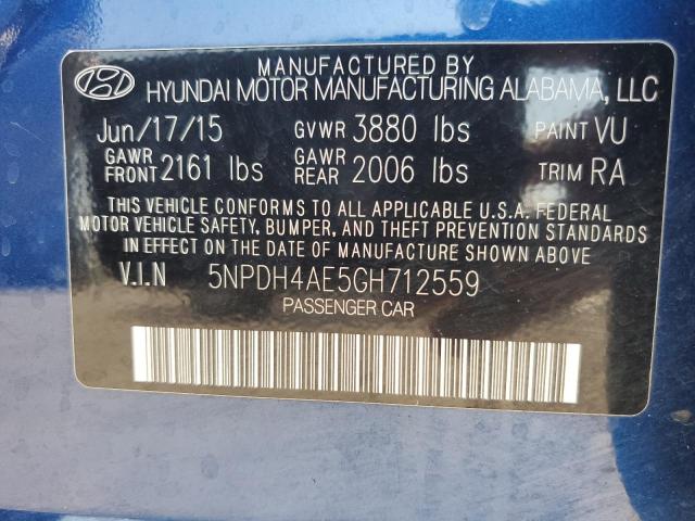 2016 HYUNDAI ELANTRA SE - 5NPDH4AE5GH712559