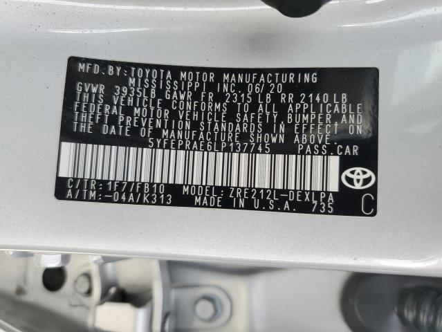 2020 TOYOTA COROLLA LE 5YFEPRAE6LP137745  68367574