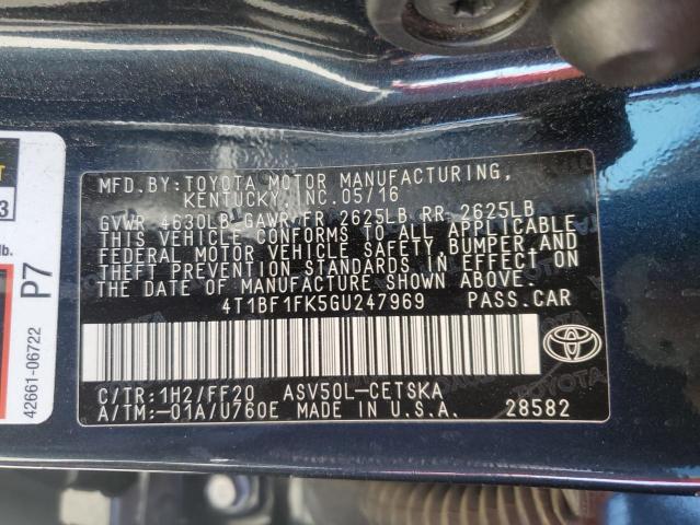 VIN 4T1BF1FK5GU247969 2016 Toyota Camry, LE no.12