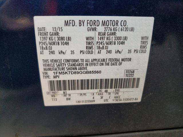 2016 FORD EXPLORER X 1FM5K7D89GGB85560  69475084