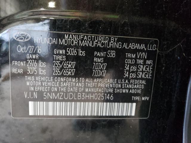 2017 HYUNDAI SANTA FE S - 5NMZUDLB3HH025146