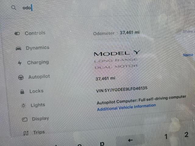 VIN 5YJYGDEE9LF046135 2020 Tesla MODEL Y no.9