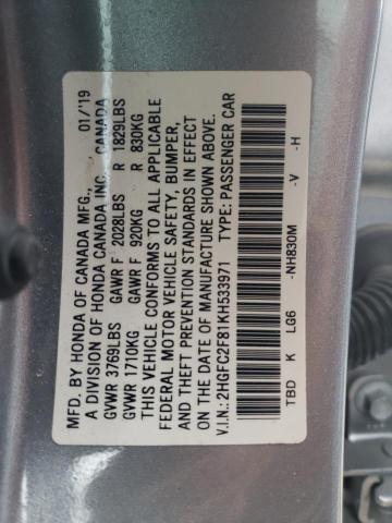 2019 HONDA CIVIC SPOR - 2HGFC2F81KH533971