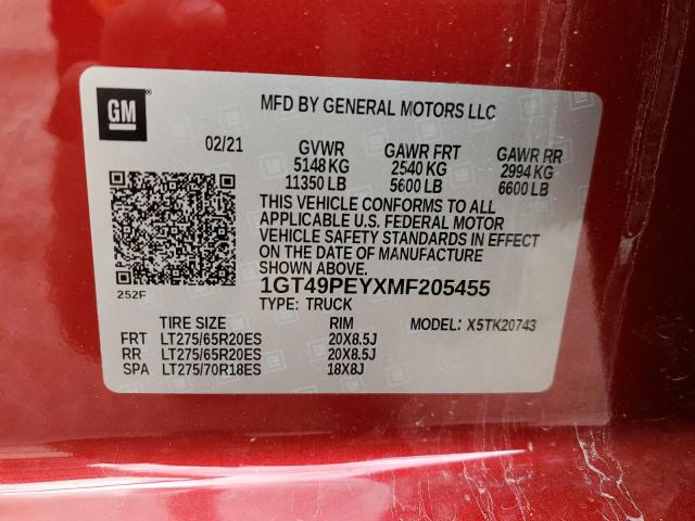 VIN 1GT49PEYXMF205455 2021 GMC Sierra, K2500 At4 no.12