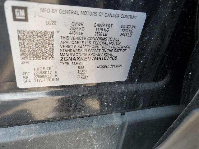 2021 CHEVROLET EQUINOX LT - 2GNAXKEV7M6107468