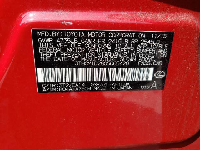 VIN JTHCM1D28G5005428 2016 Lexus IS, 300 no.12