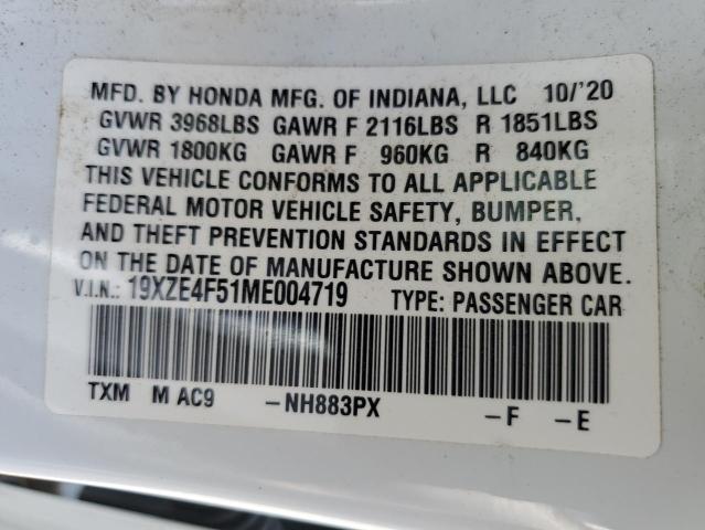 VIN 19XZE4F51ME004719 2021 Honda Insight, EX no.13