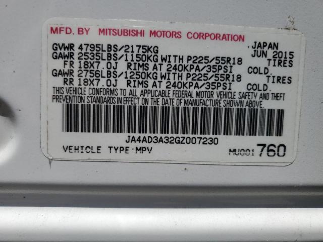 2016 MITSUBISHI OUTLANDER - JA4AD3A32GZ007230