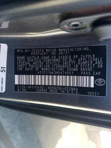 VIN 4T1C11AK3MU474051 2021 Toyota Camry, LE no.13