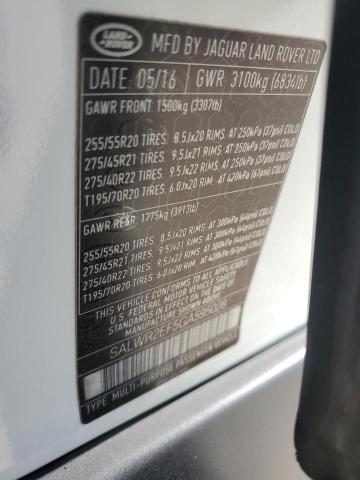 2016 LAND ROVER RANGE ROVE - SALWR2EF5GA595028