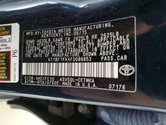 VIN 4T1BF1FK4FU086853 2015 Toyota Camry, LE no.12