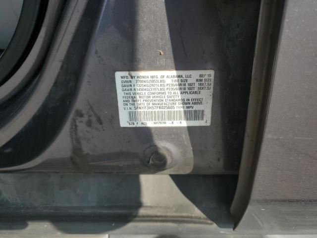 VIN 5FNYF3H57FB025605 2015 Honda Pilot, Exl no.12