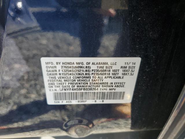 2015 HONDA PILOT EXL - 5FNYF4H59FB038264