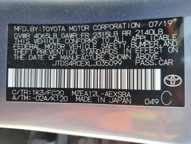 2020 TOYOTA COROLLA SE - JTDS4RCEXLJ035099