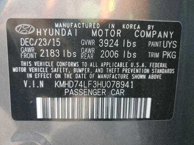 2017 HYUNDAI ELANTRA SE KMHD74LF3HU078941