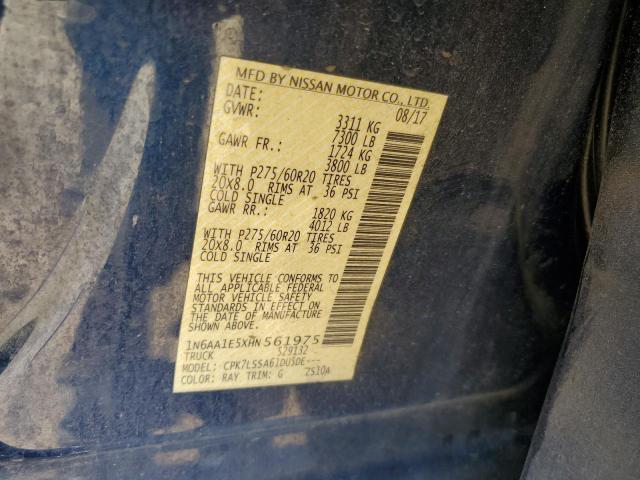 VIN 1N6AA1E5XHN561975 2017 Nissan Titan, SV no.12