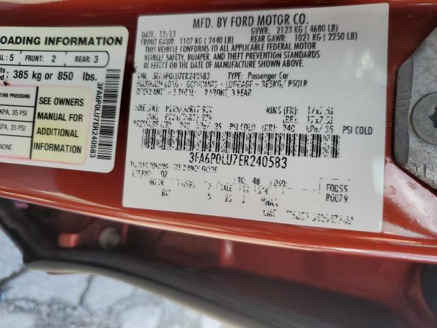 VIN 3FA6P0LU7ER240583 2014 Ford Fusion, Se Hybrid no.12