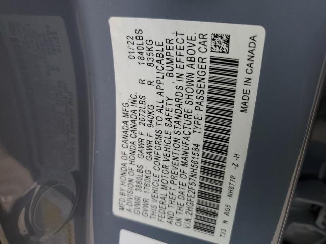 2022 HONDA CIVIC SPOR - 2HGFE2F57NH561584