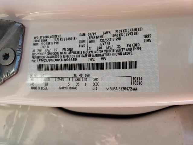 2019 FORD ESCAPE SEL - 1FMCU9HD0KUA96359