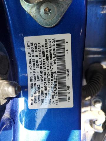 2019 HONDA INSIGHT TO 19XZE4F92KE023196