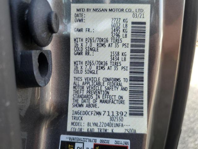 2021 NISSAN FRONTIER S - 1N6ED0CF2MN711392