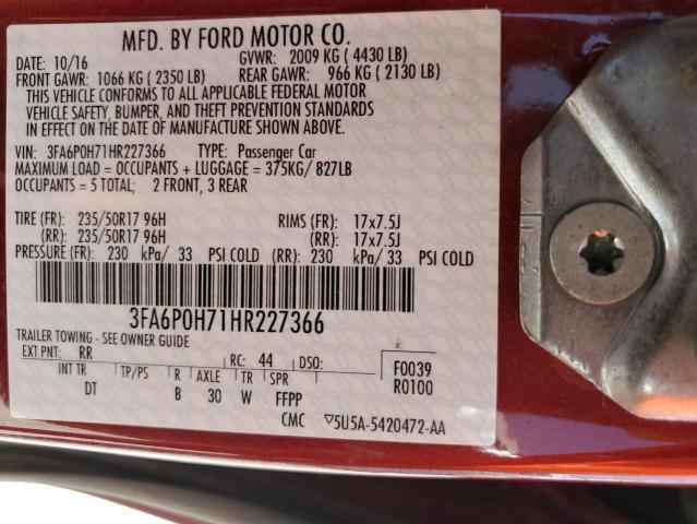 VIN 3FA6P0H71HR227366 2017 Ford Fusion, SE no.13