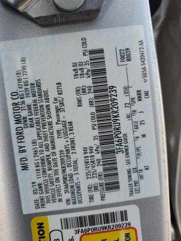 2019 FORD FUSION TIT - 3FA6P0RU9KR209239