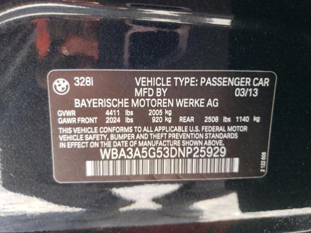 VIN WBA3A5G53DNP25929 2013 BMW 3 Series, 328 I no.12