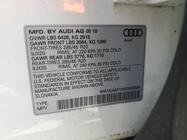 2019 AUDI Q7 PREMIUM - WA1LHAF72KD045589