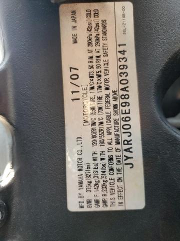 2008 YAMAHA YZFR6 S JYARJ06E98A039341