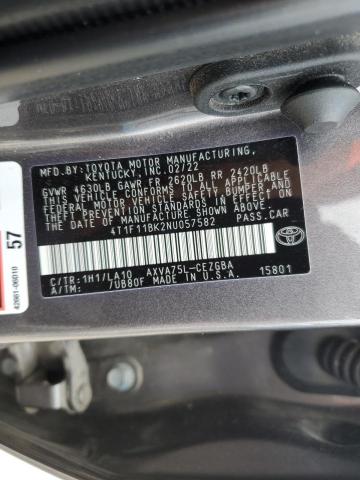 VIN 4T1F11BK2NU057582 2022 Toyota Camry, Xle no.12