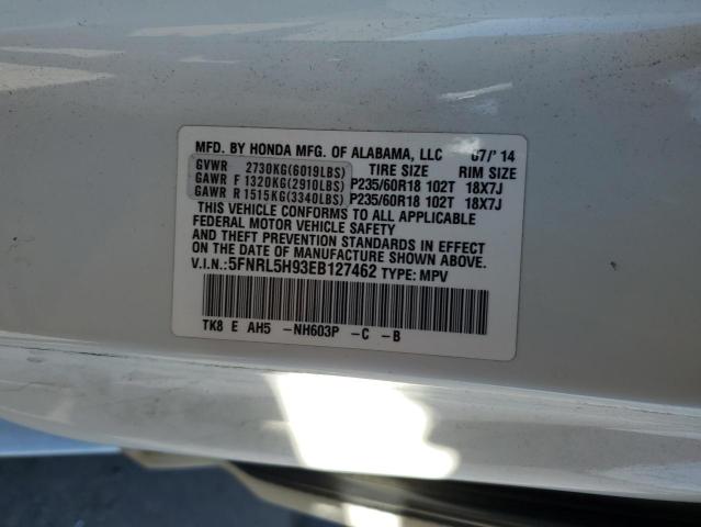 VIN 5FNRL5H93EB127462 2014 Honda Odyssey, Touring no.14