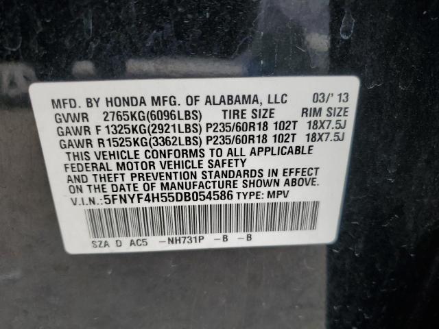 VIN 5FNYF4H55DB054586 2013 Honda Pilot, Exl no.13