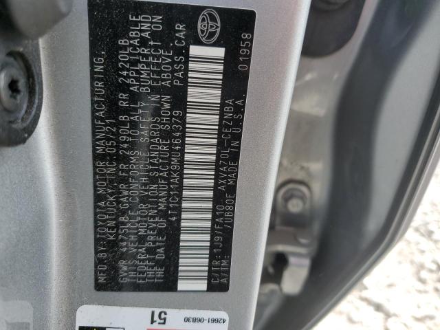 VIN 4T1C11AK9MU464379 2021 Toyota Camry, LE no.12