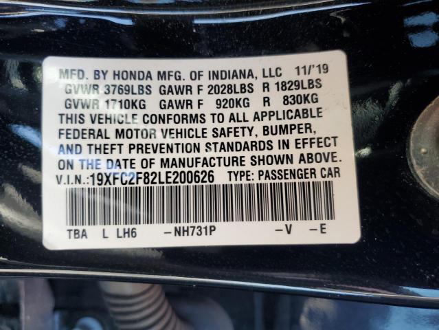 2020 HONDA CIVIC 19XFC2F82LE200626