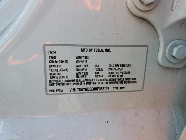 VIN 7SAYGDEE0RF982107 2024 Tesla MODEL Y no.12