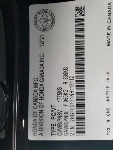 2022 HONDA CIVIC EX - 2HGFE2F31NH116112