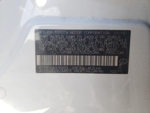 VIN JTHBE1D27G5025386 2016 Lexus IS, 350 no.13