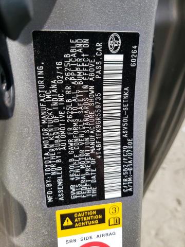 2016 TOYOTA CAMRY LE - 4T4BF1FK9GR559735