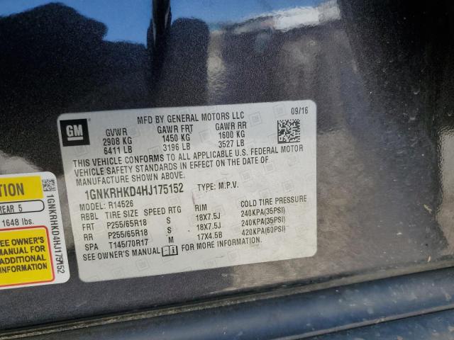 2017 CHEVROLET TRAVERSE L - 1GNKRHKD4HJ175152
